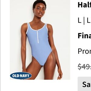 NWT One Piece Old Navy Light Blue Zip-Front Swimsuit